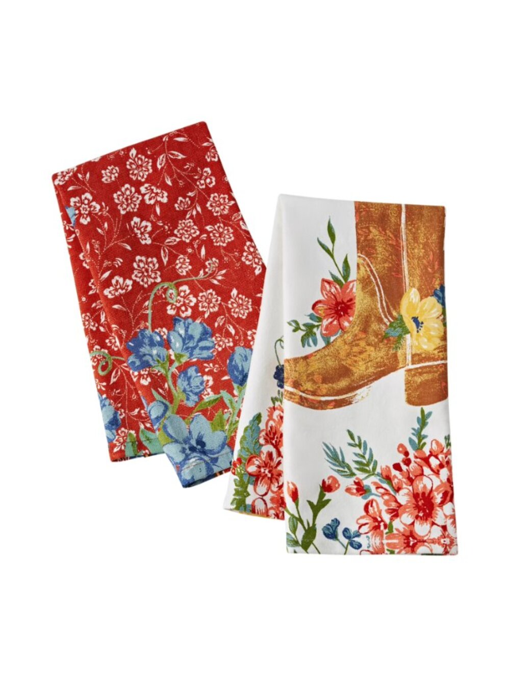 The Pioneer Woman Home Painted Meadow/Red 2-Pack Ranch Floral Kitchen Towel Set